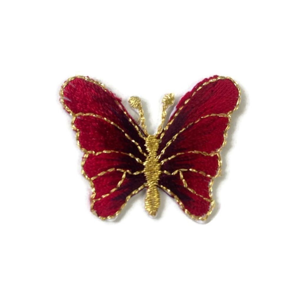 Small Red Butterfly Embroidered Patch